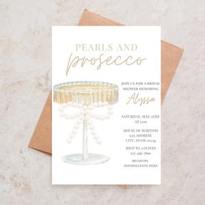 Pearls & Prosecco Bridal Shower Invitation, DIY Invitation, Bachelorette Invitation, Champagne Brunch, Engagement Celebrations -Digital file