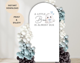 A Little Boo Is Almost Due Arch Backdrop – Baby Shower Decor for Boy | 36x72” Digital Download | Halloween Baby Shower | Instant Download