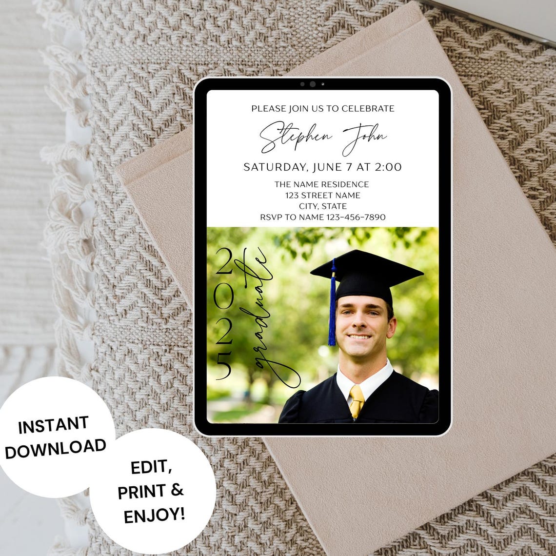 Editable Graduation Party Invitation Template With Photo | Instant ...