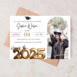 Editable Graduation Party Invitation Template with Photo | Instant Digital Download | Senior Grad Announcement