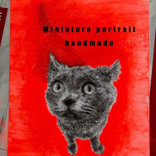 Mini Tierportrait kundenspezifisches Tierportrait Katzenportrait Hundeportrait individuelles Katzenportrait Foto-Zeichnung Haustier-Gedenk