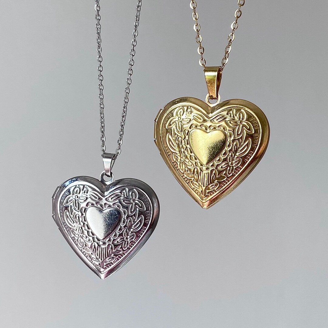 Openable Stainless Steel Lid Heart Personalizable Memorial Locket Heart ...