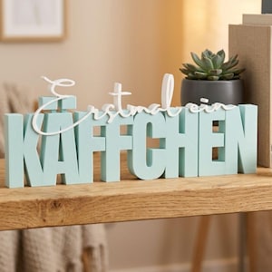 Först, en kopp kaffe! STL-bokstäverfil | 3D-utskriftsmall | Köksinredning | Kaffepresent