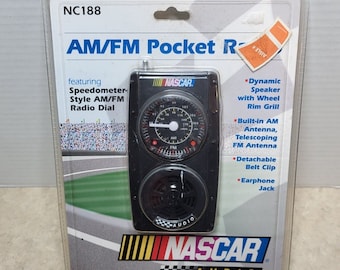 Emerson NASCAR AM/FM Pocket Radio - Antenna & Belt Clip - New Old Stock - Sealed