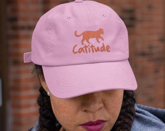 Embroidered Catitude Classic Dad Cap, Funny Cat Hat, Pet Lover Gift, Casual Fashion Accessory, Birthday Present for Cat Owners,