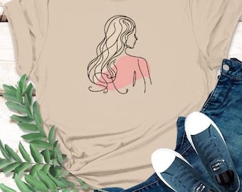 Abstract Woman Line Art T-Shirt, Aesthetic Graphic Tee