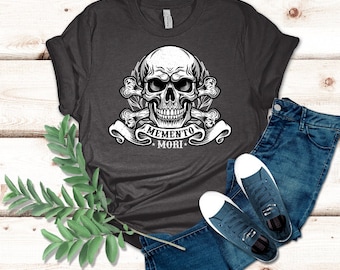 Camisa Memento Mori, Momento Mori, Calavera, Gótica, regalo para amante de la oscuridad, camisa de calavera, camisa gótica