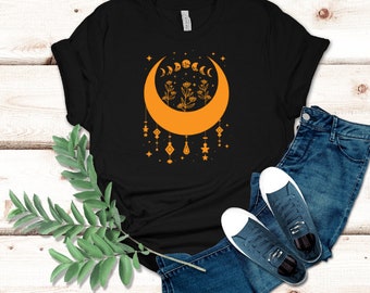 Camisa celestial, camisa de fases lunares, camisa cósmica, camisa de astrología, camisa espiritual, camisa mística, camisa de astronomía, camiseta de astronomía