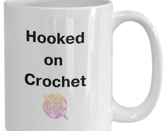 Crochet gift, hooked on crochet, crochet coffee cup, crochet mug,