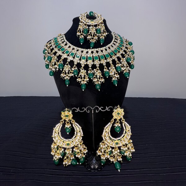 Sabyasachi inspired Indian Asian Bollywood Style Kundan Polki Wedding Bridal Set- Brand New