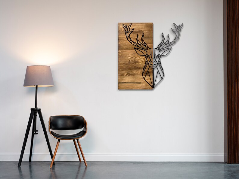 Deer Metal and Wood Wall Art Deer Sign Home Gift Metal Wall Etsy