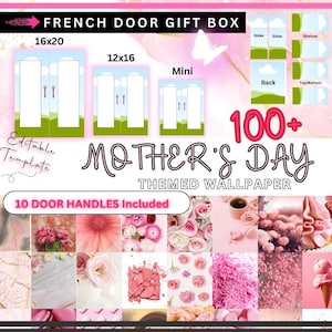 French Doors Template | 8x10 Mini | 12x16 | 16x20 | Gift Box | Digital File Editable on Canva | Special Occasion | Mother's Day |