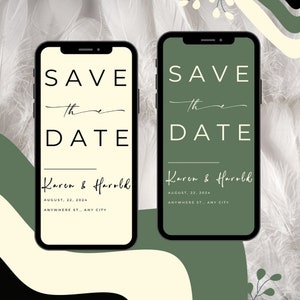 Nouveau ! Réservez la date sauge Minimal | Modèle d'invitation électronique | Invitation numérique minimaliste, invitation électronique, téléchargement immédiat