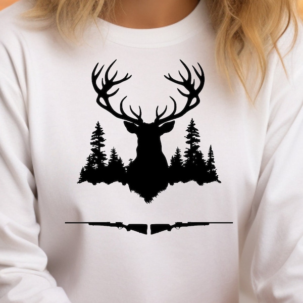Funny PNG | Hunting rifle png | Deer Hunting Png | Pine tree png | Buck png | Deer Hunter T-shirt Design | Monogram | Deer Hunting Shirt Png