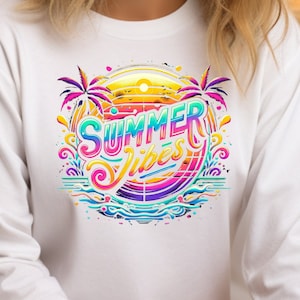 Summer Vibes PNG | Summer png | Colorful Summer SVG | Neon Digital Image | Tropical Png | Beach T-Shirt PNG | Instant Digital Download