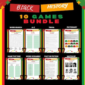 NEW! Black History Month Games | Black History Month Trivia Games |  Black History Month Activity | Black History Quiz | Instant Download