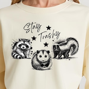 New! Stay Trashy PNG | Skunk PNG | Retro Vintage Png | Digital Download | Raccoon, Opossum | Skunk PNG |
