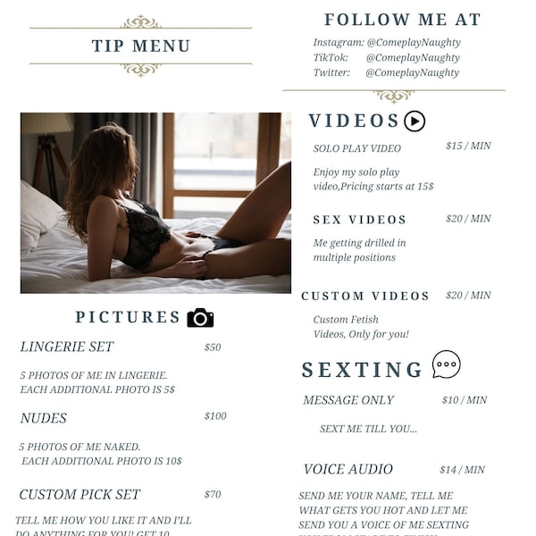 NEW! OnlyFans Tip Menu | Editable Template | Digital Download