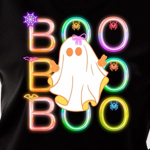 New! Halloween Neon PNG | Cute Ghost Neon Png | Spooky Season Png | Halloween Pumpkin Png | Halloween Bou-jee Ghost | Spooky Vibe