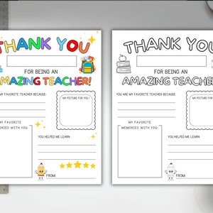 Teacher Appreciation Template | Printable Teachers Gift | Thank You Teacher | School Kids Coloring Page | Canva | Thank You Teacher Gift