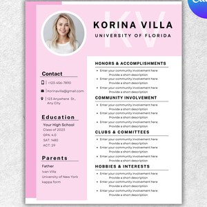 Sorority Resume Template | Cover Letter Included | Social Resume with Photo | Pink Sorority Resume | Sorority Rush Pack | Cute Social Resume