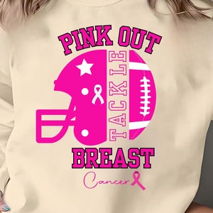 Neu! Pink Out Tackle Brustkrebs geschnitten Datei | Pink Out Fußball geschnitten Datei | Brustkrebs-Aufklärungs-Svg | Tackle Krebs Herz | Fußball-Krebs-Svg