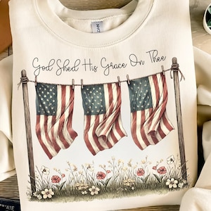 God Shed His Grace On Thee Png, 4th of July Christian Patriotic Sublimation PNG, Faith and Freedom PNG, Independence Day, Jesus png