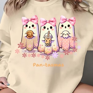 ¡Novedad! Sudadera divertida con diseño de fantasma de Pantasmas, pan dulce, linda camiseta con diseño de fantasma de Conchas, camiseta mexicana de Halloween, regalo de Halloween para mujer