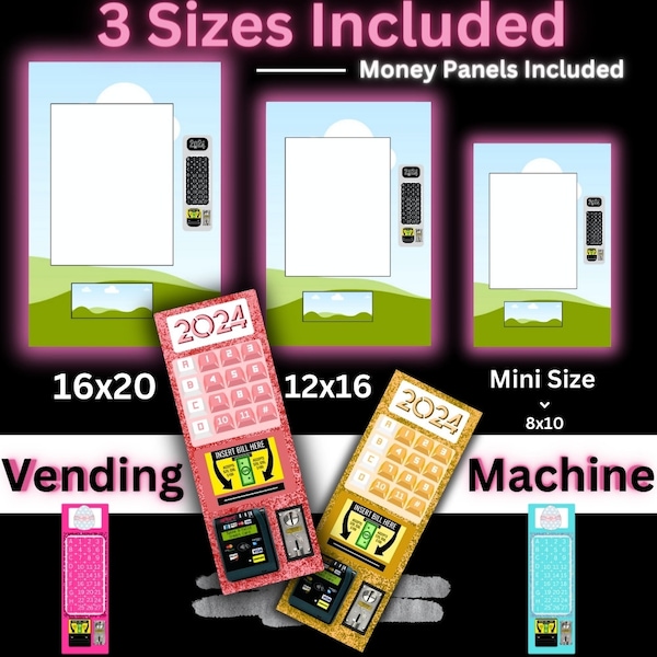 Modèle de distributeur automatique | 8x10 12x16 16x20 | Modèle vierge | Panneau de paiement png | Distributeur automatique de Pâques | Vending Business Canvas | Numérique