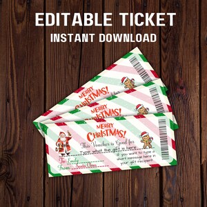 Novo! Cupom de Voucher de Natal EDITÁVEL | para Experiência em Dar Presentes | Editar e Imprimir | Modelo para Imprimir Surpresa Revelada do Papai Noel |