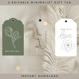 New! Minimalist Editable Tags Template | 6 Editable Tags | Instant Download Custom Gift Tag Printable Present Tag Label Minimalist Wedding