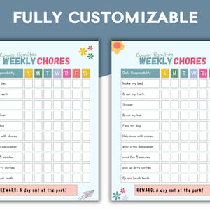 Editable Weekly Chore Chart | Printable Weekly checklist for Kids | Chore Chart for Kid | Before School After School Rules| Instant Download