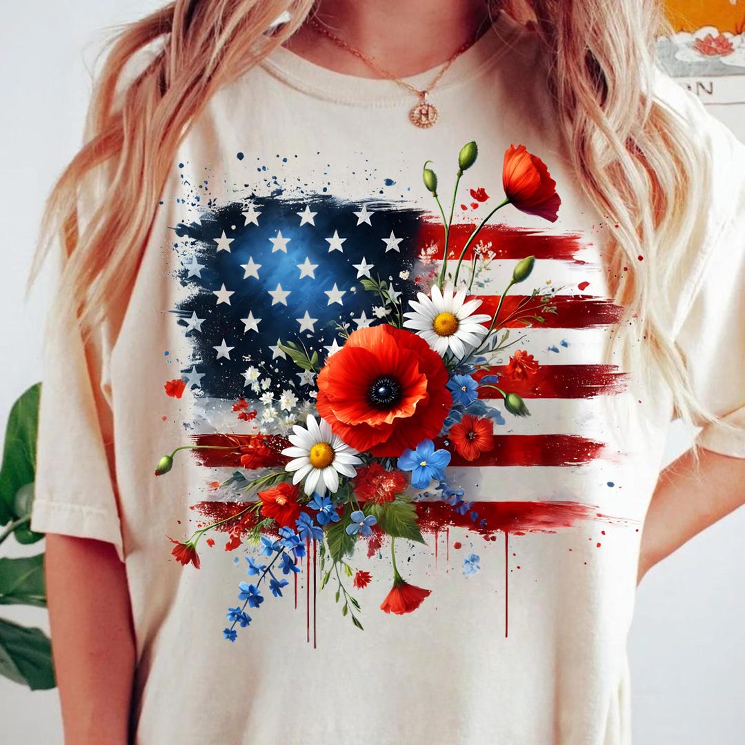 New! Floral American Flag PNG | 4th of July PNG, America Png |coquette ...