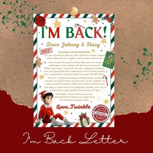 Elf Arrival letter | Customizable | editable Letter | I&#39;m back Greetings Hello Elf, , Return, Elf Goodbye Farewell Mail | Editable