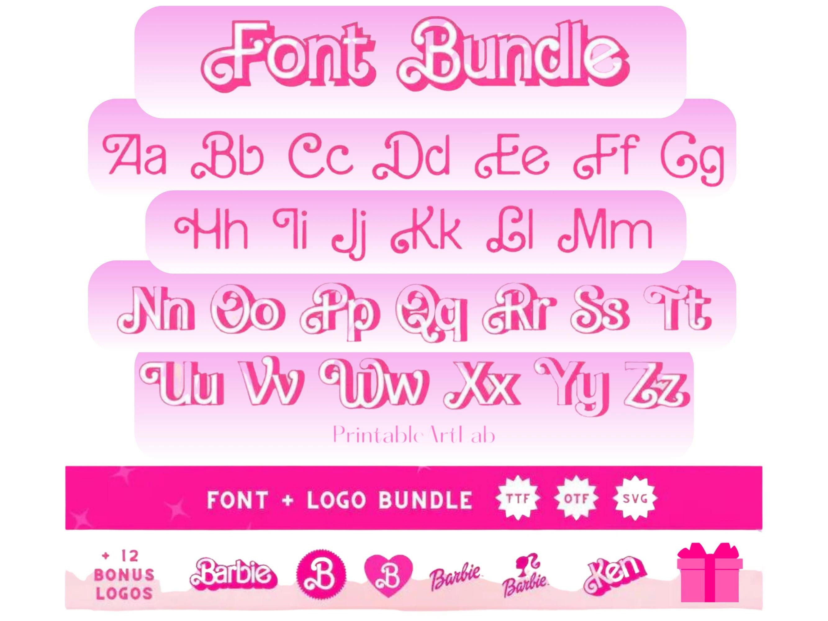 Barbie bundle 2 installable fonts numbers digital file 55 printable Clipart  SVG