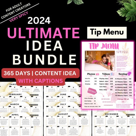 2024 Pink OnlyFans Tip Menu and Content Calendar Ideas Bundle | Onlyfans Captions & Ideas, Also Useful for Twitch Camgirl Snapchat Fansly |