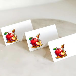 Neu! Rosh HaSchana Tischkarten | Sofortiger Download PDF | Druckbare jüdische Neujahrstischdekoration | Apfel mit Honig Herbst Tischdekor |