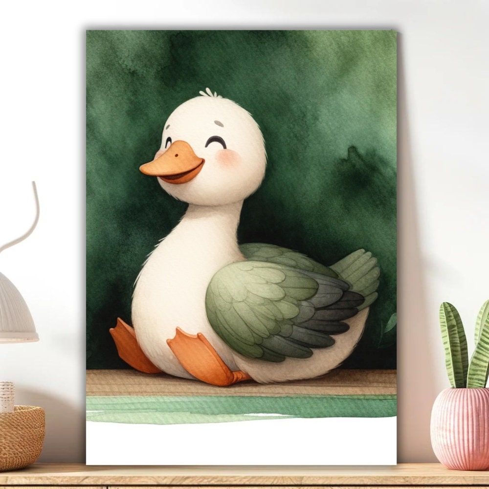New Silly Goose Wall Art Cute Poster Dark Green Boy Nursery Decor Farm ...