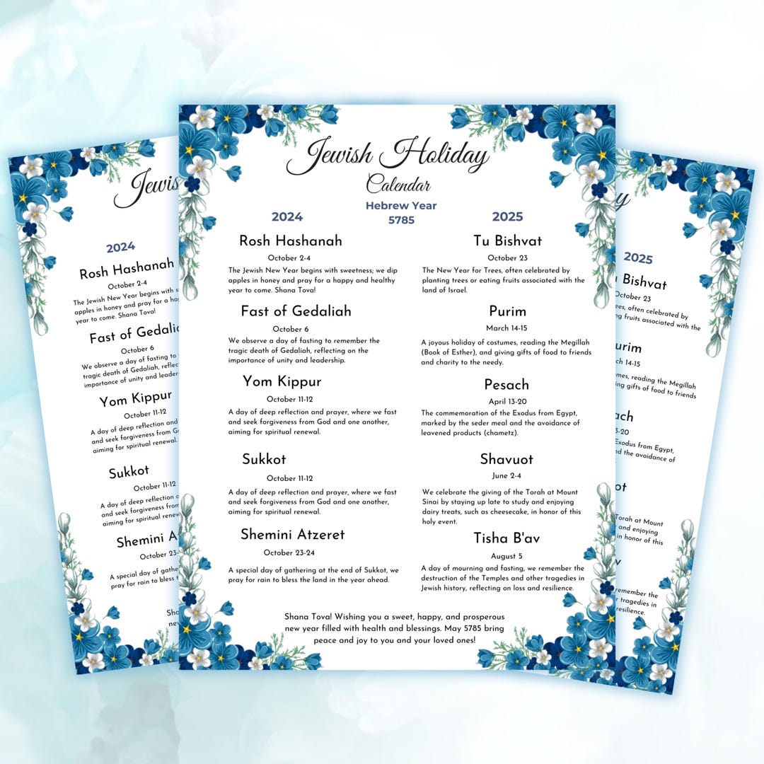 New Jewish Holiday 20242025 Calendar Hebrew Calendar 5785 Rosh