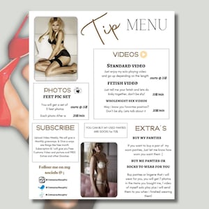 Modern OnlyFans Tip Menu | Editable Template | Digital Download