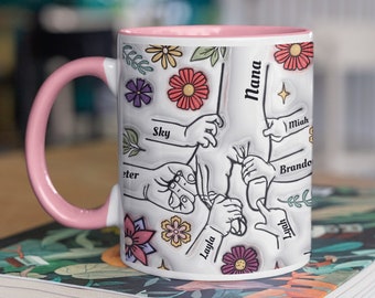 Personalized Family Hands Mug: Custom 3D Printed Gift for Mom