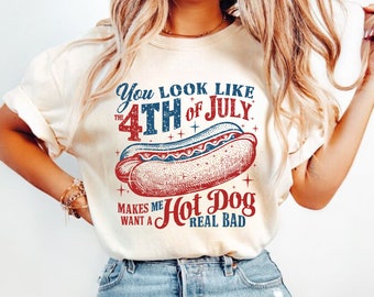 Funny 4th of July Hot Dog Shirt: Independence Day Tee