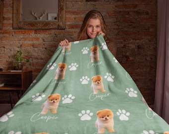 Personalisierte Haustier Foto Decke: Individuelles Hunde oder Katzen Portrait Geschenk