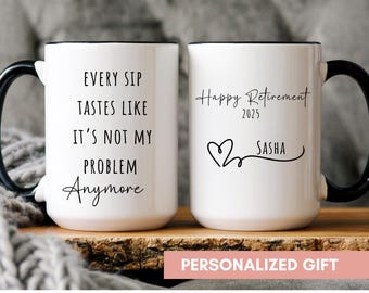 Personalized Retirement Coffee Mug, Happy Retirement Cup,Custom Retirement Gift For Boss Co Worker,Officially Retired Cup For Her