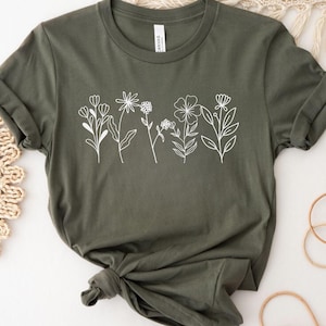 Wild Flowers Shirt,Wildflower Tshirt, Floral Shirt, Botanical Shirt, Flower Shirt, Nature Lover Shirt,Ladies Shirts, Womens Tees, Flower Tee