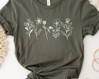 Wildflower Shirt: Botanical Floral Tee, Nature Lover Gift