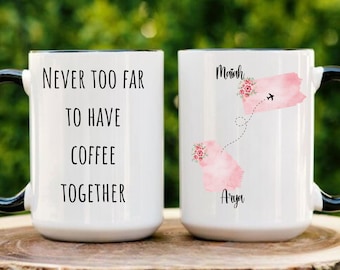 Personalized State To State Coffee Mug: Long Distance Friendship Gift