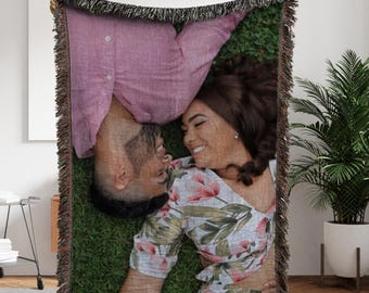 Personalisierte Foto gewebte Decke: Benutzerdefinierte Baumwollwurf, Erinnerungsgeschenk