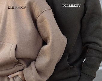 Personalized Anniversary Date Hoodie: Roman Numerals Couple Sweatshirt
