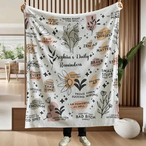 Manta divertida personalizada con frase &quot;Bad B*Tch Affirmation&quot;, regalo divertido de Navidad para compañeros de trabajo, jefes, amigos, regalo de broma, regalo para mejores amigos, regalo para mejores amigos